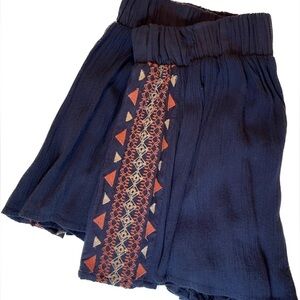 Miss Me Soft Pull On Shorts Aztec Embroidered Design